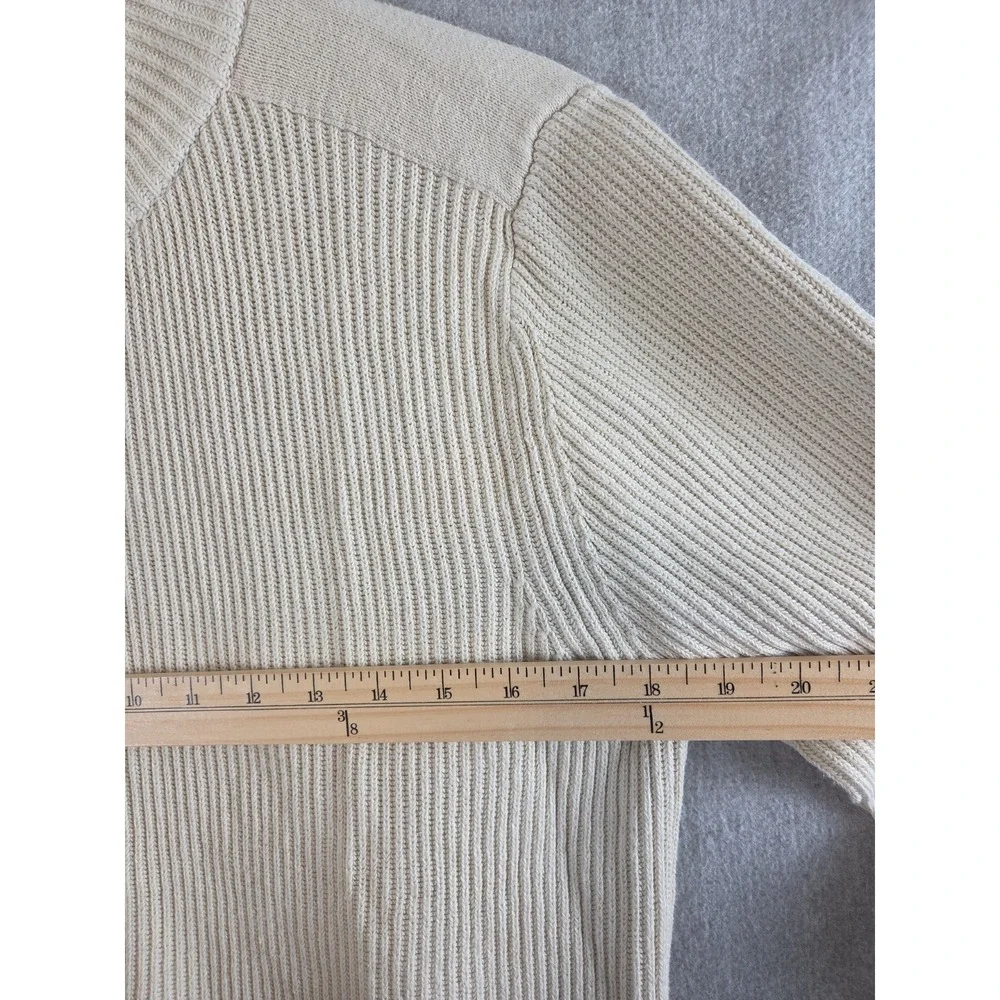 Banana Republic Vintage M Knit Sweater Cardigan Jacket Full Zip Cream Ribbed Y2K